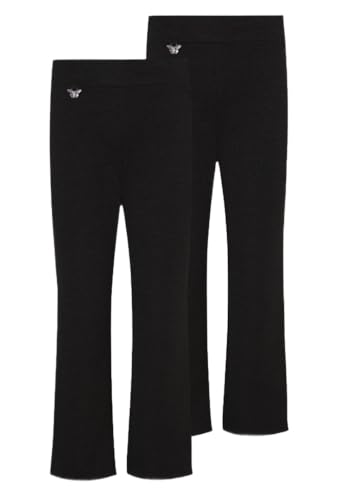 Two-pack of girls' jersey school trousers, slim leg, in black