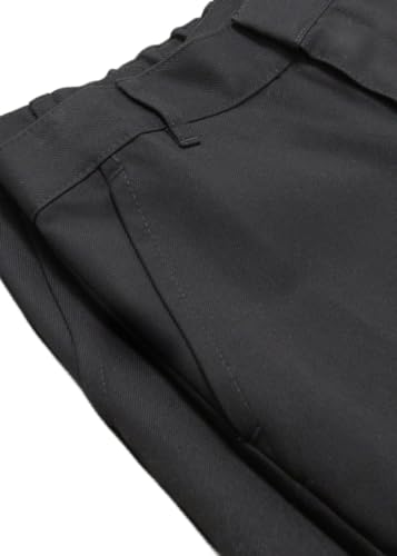 2PK Boys Slim Fit Slim Leg School Trousers Adjustable Waist Black Grey 2-18 Years