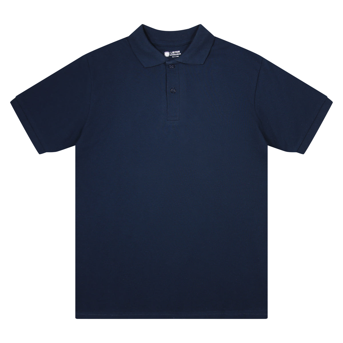 Navy blue short-sleeve school polo shirt in cotton