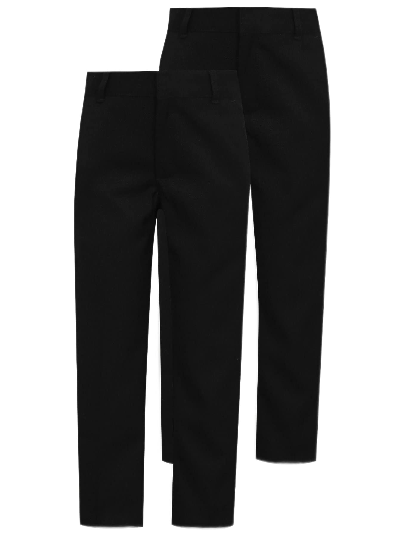 Two-pack of boys' adjustable-waist school trousers in charcoal grey