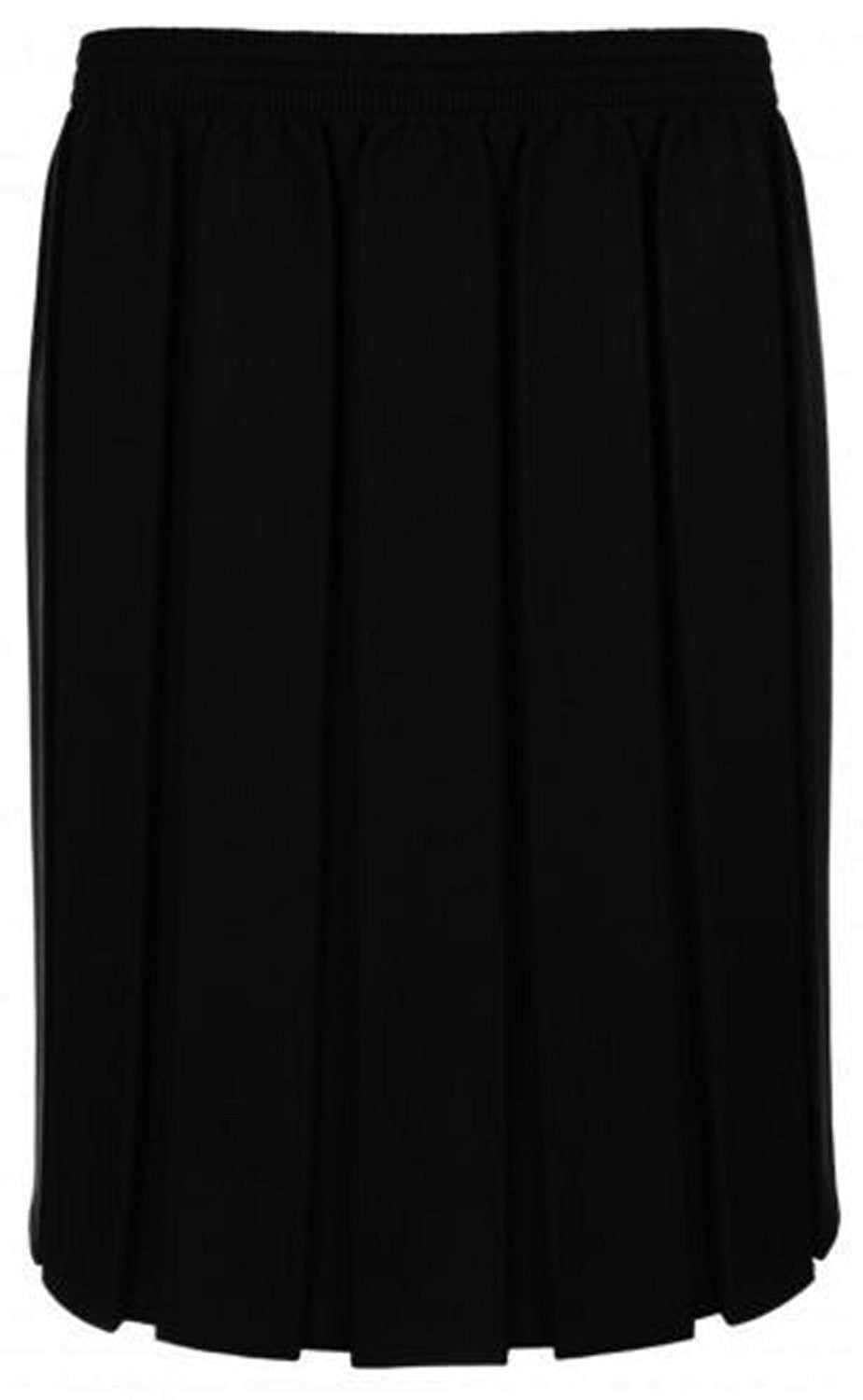 Ladies' elasticated box-pleat skirt in black