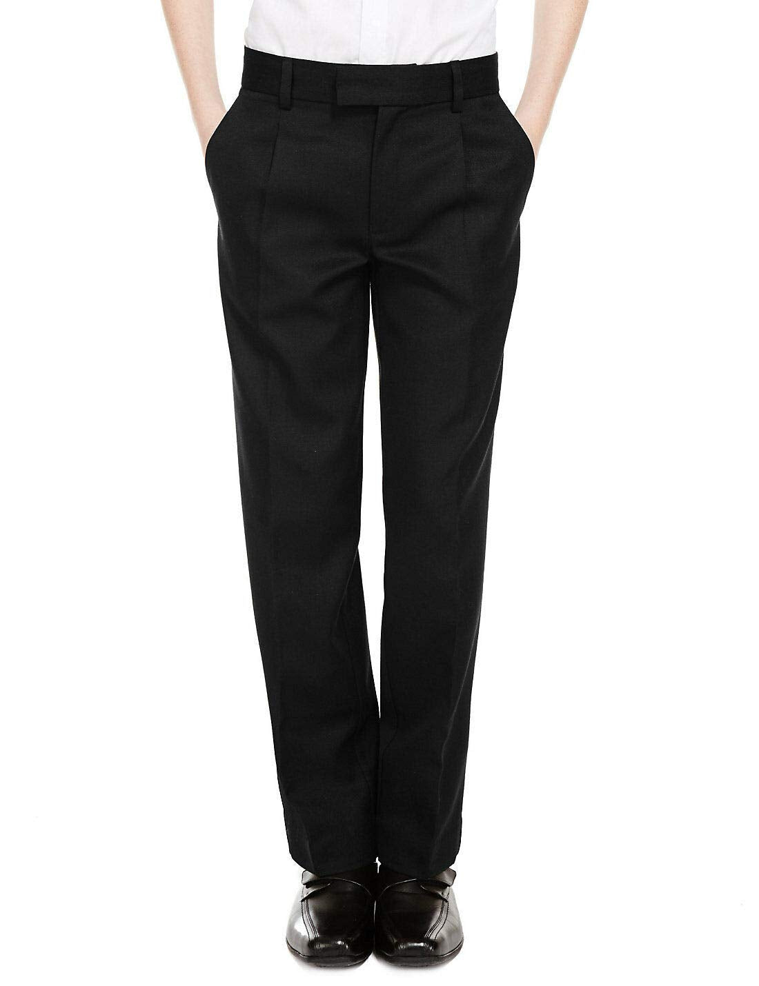 Boys' slim-fit school trousers in black