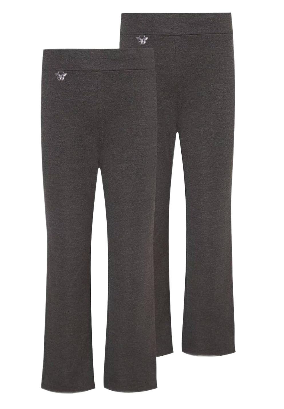 Navy Blue Girls Jersey School Trousers Twin Pack – Pull-Up Slim Leg, Ages 3–16