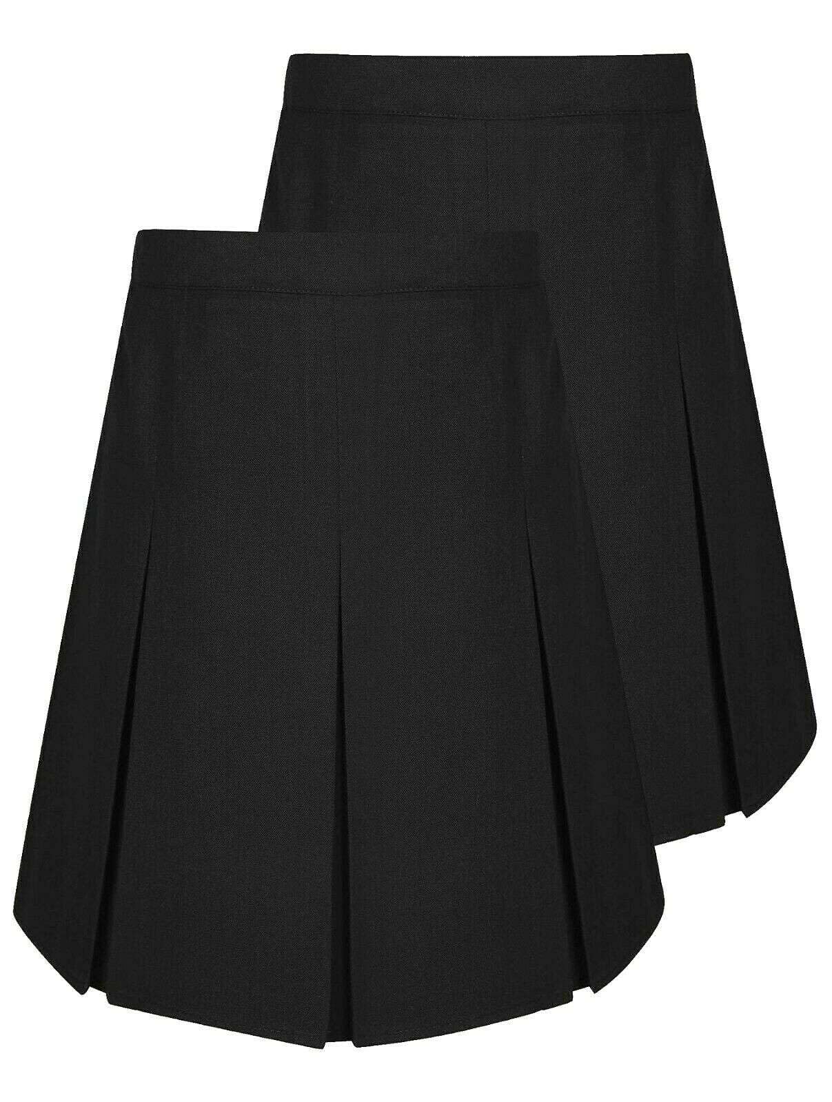 Two-pack of girls' pleated school skirts in black