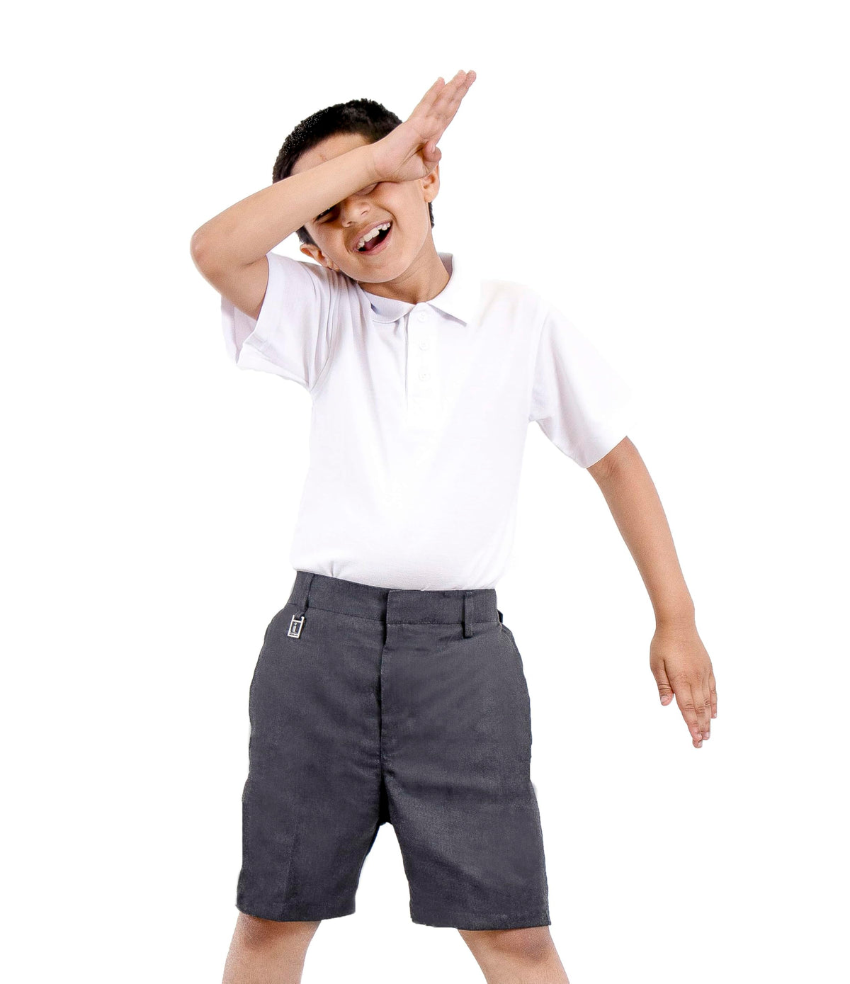 Boys' zip-up school shorts, comfort fit, in black