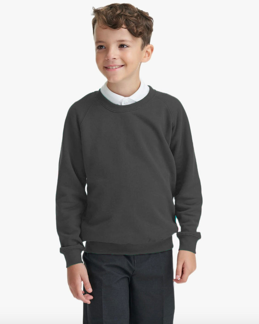 Charcoal grey crew-neck school sweatshirt in fleece