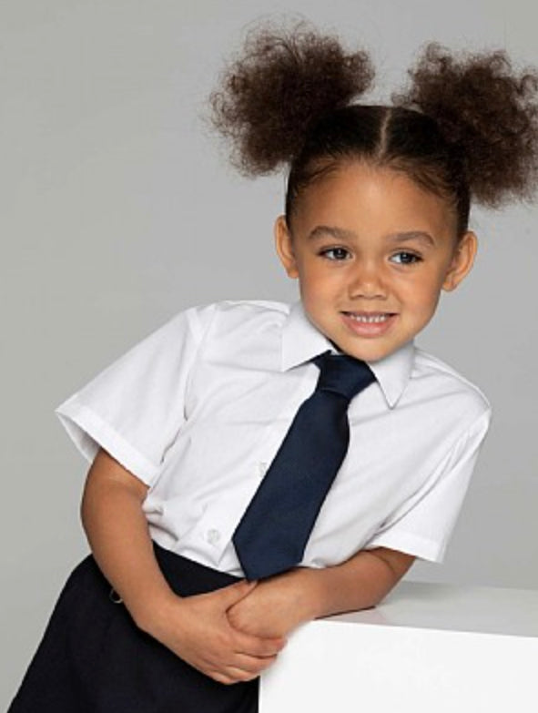 Two-pack of girls' short-sleeve school blouses in white