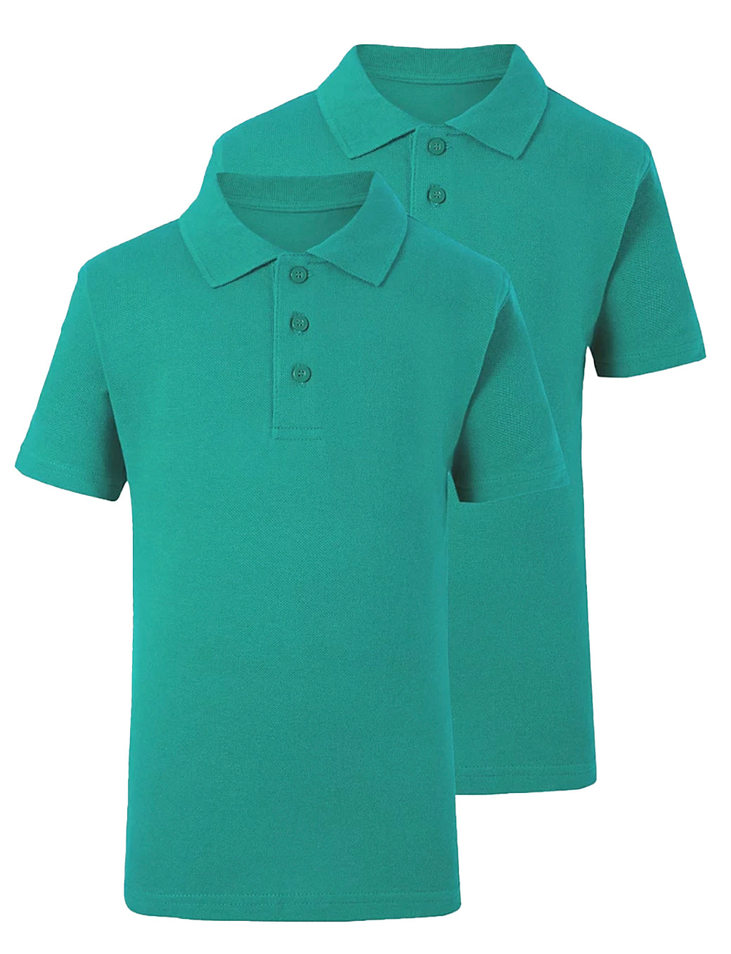 Jade green short-sleeve school polo shirt in cotton