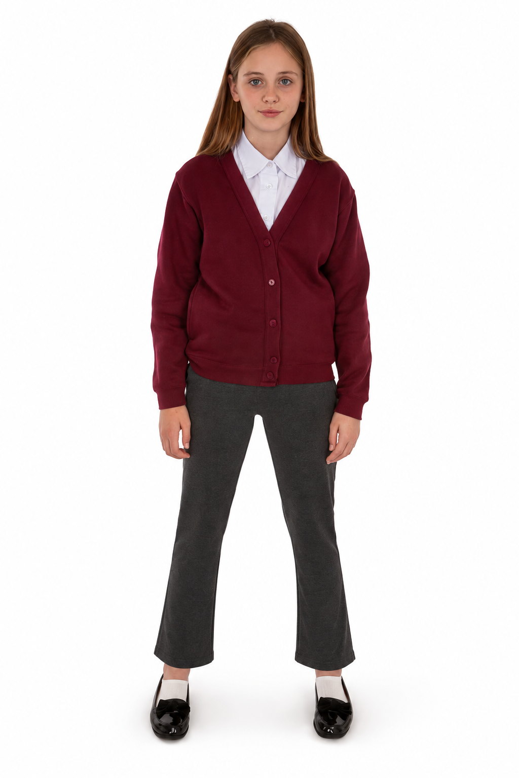 Girls Flared Jersey School Trousers – Pull-On, Single or Twin Pack, Ages 2–18