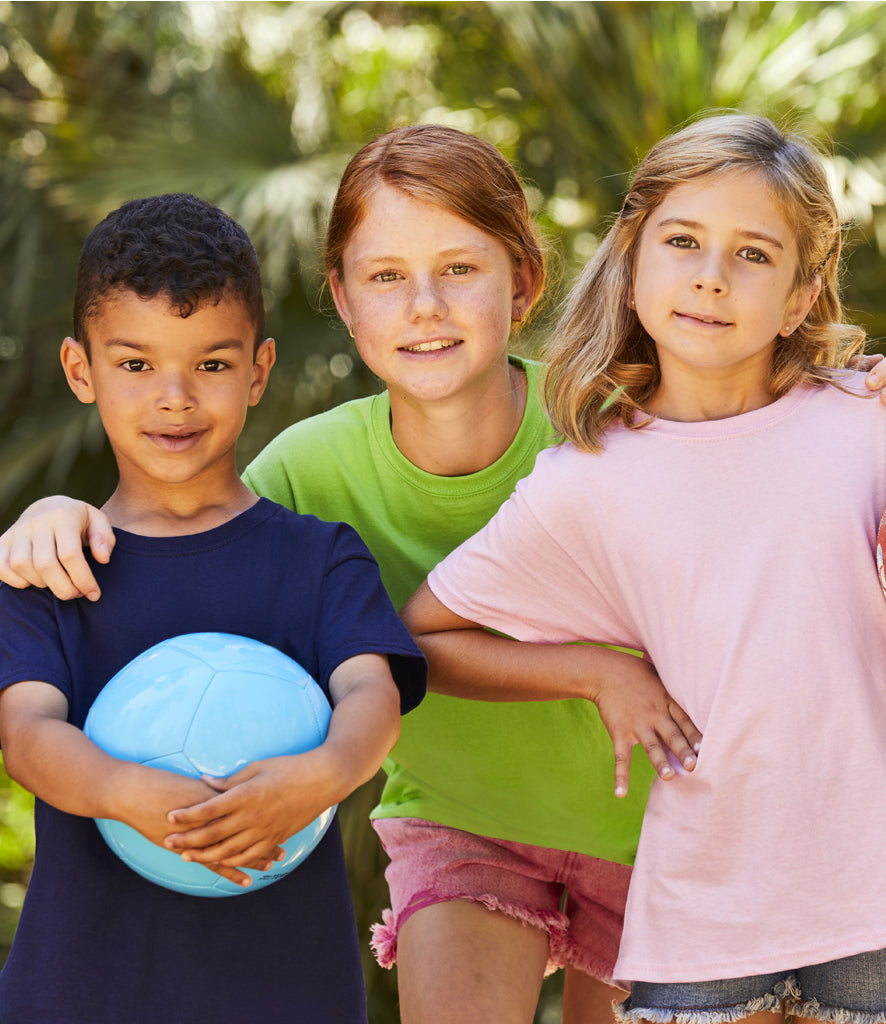 Kids' plain short-sleeve cotton T-shirt in navy