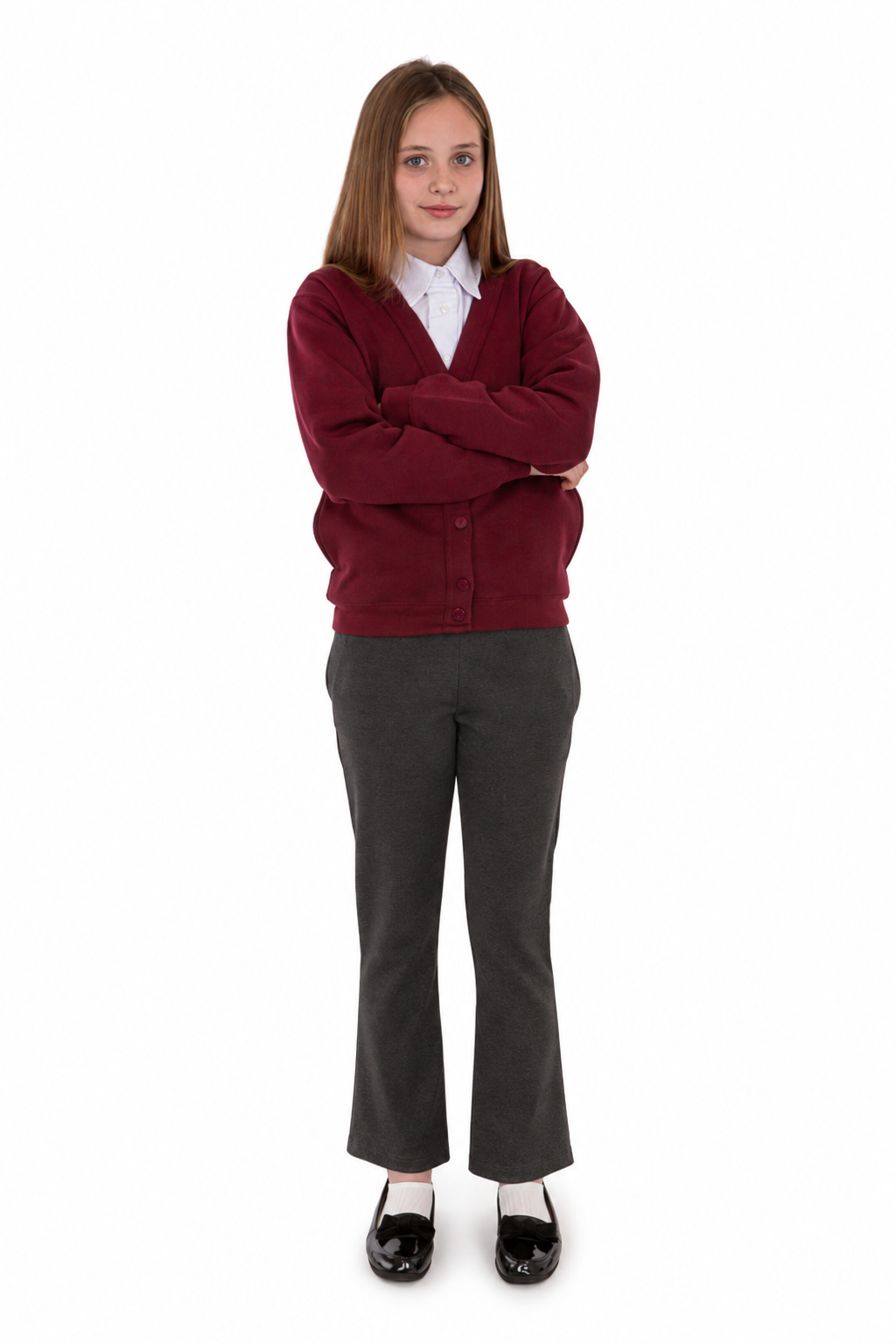 Girls Flared Jersey School Trousers – Pull-On, Single or Twin Pack, Ages 2–18