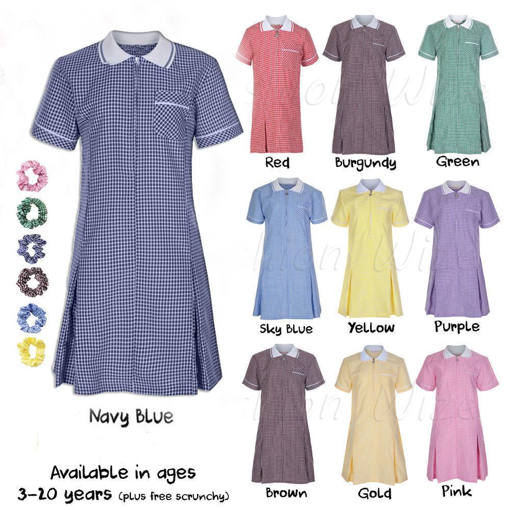 Miss Chief Girl's School Gingham Summer Dress Age 3 4 5 6 7 8 9 10 11 12 13 14 15 16 17 18 20 Pleated