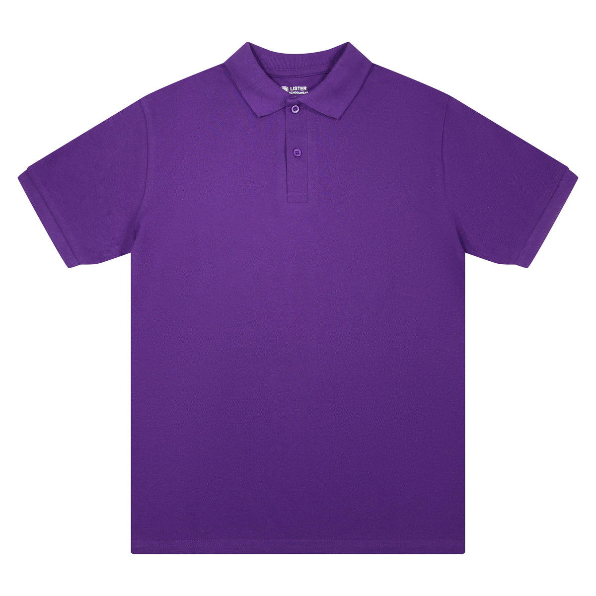 Purple short-sleeve school polo shirt in cotton