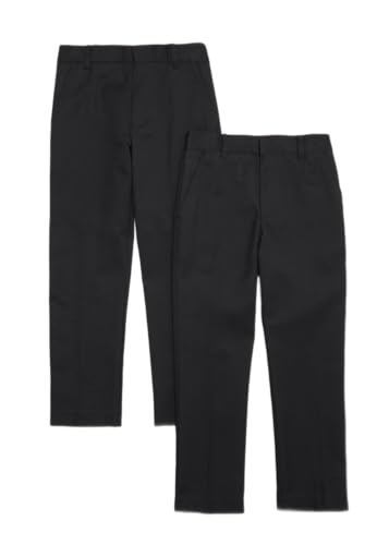 Two-pack of boys' slim-fit school trousers in black