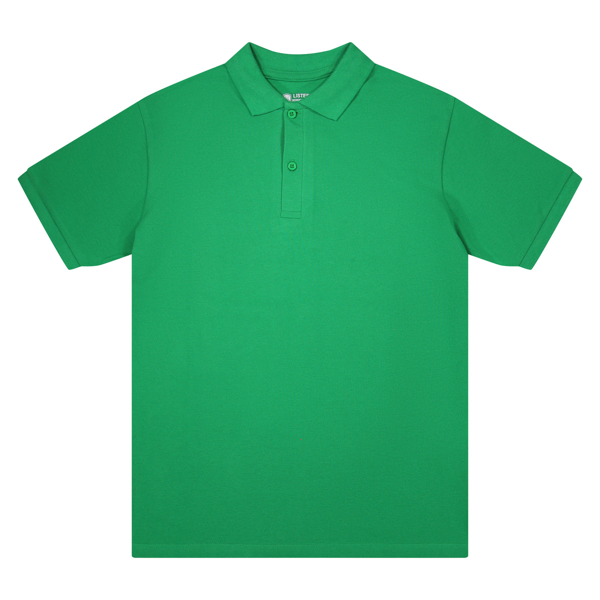 Kelly green short-sleeve school polo shirt in cotton