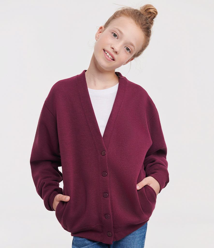 Girls' fleece school cardigan with button front