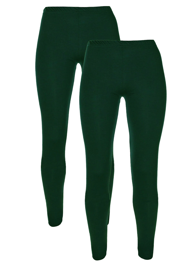 Bottle Green Plain Leggings