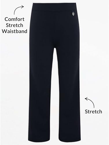 Pack of 2 - Girls Jersey School Trousers Pull Up Slim Leg School Uniform Butterfly Pendant Ages 3-16y