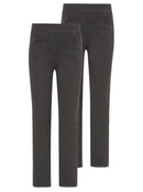 Pack of 2 - Ladies Jersey Trousers Easy On Pull Up Slim Leg School Uniform UK 8-16