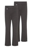 Pack of 2 - Girls Jersey School Trousers Pull Up Slim Leg School Uniform Butterfly Pendant Ages 3-16y