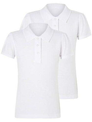 Two-pack of girls' school polo shirts in white