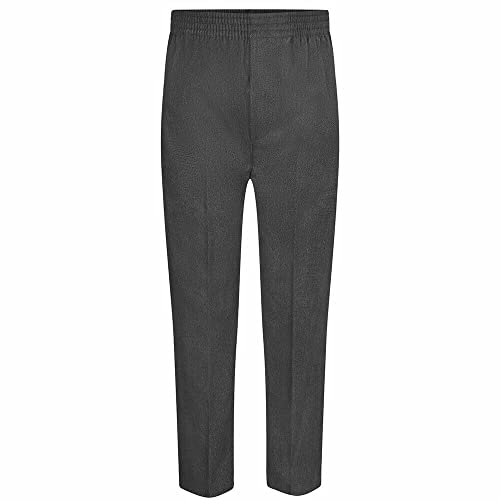 Boys Fully Elasticated Easy Dressing Pull On School Trousers All Around Comfort Fit 2-18 Years