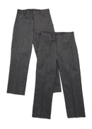 2PK Boys Slim Fit Slim Leg School Trousers Adjustable Waist Black Grey 2-18 Years