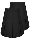 Pack of 2 - Girls Pleated School Skirt Adjustable Waist Regular Fit Black Grey 3-16 Years