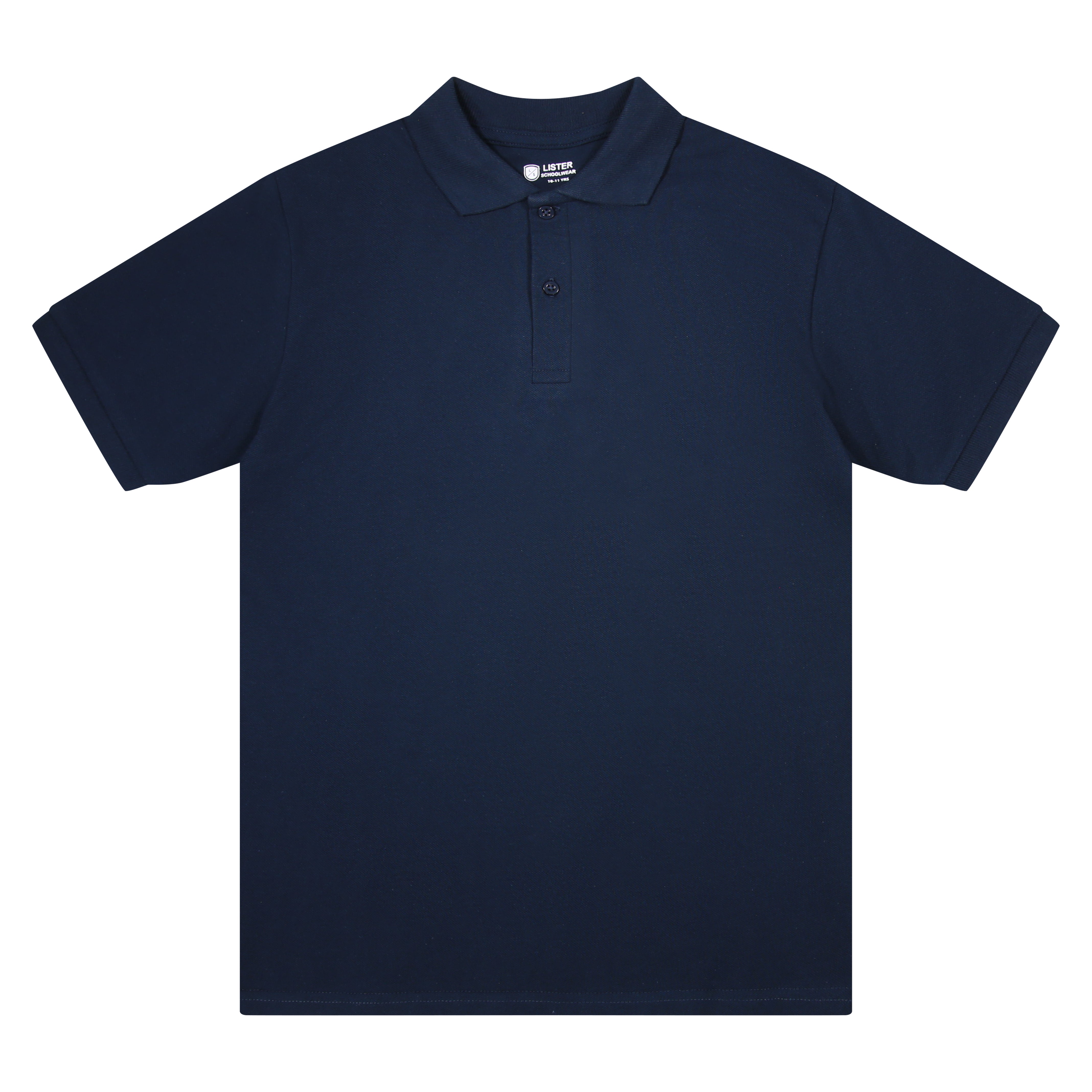Navy blue short-sleeve school polo shirt in cotton