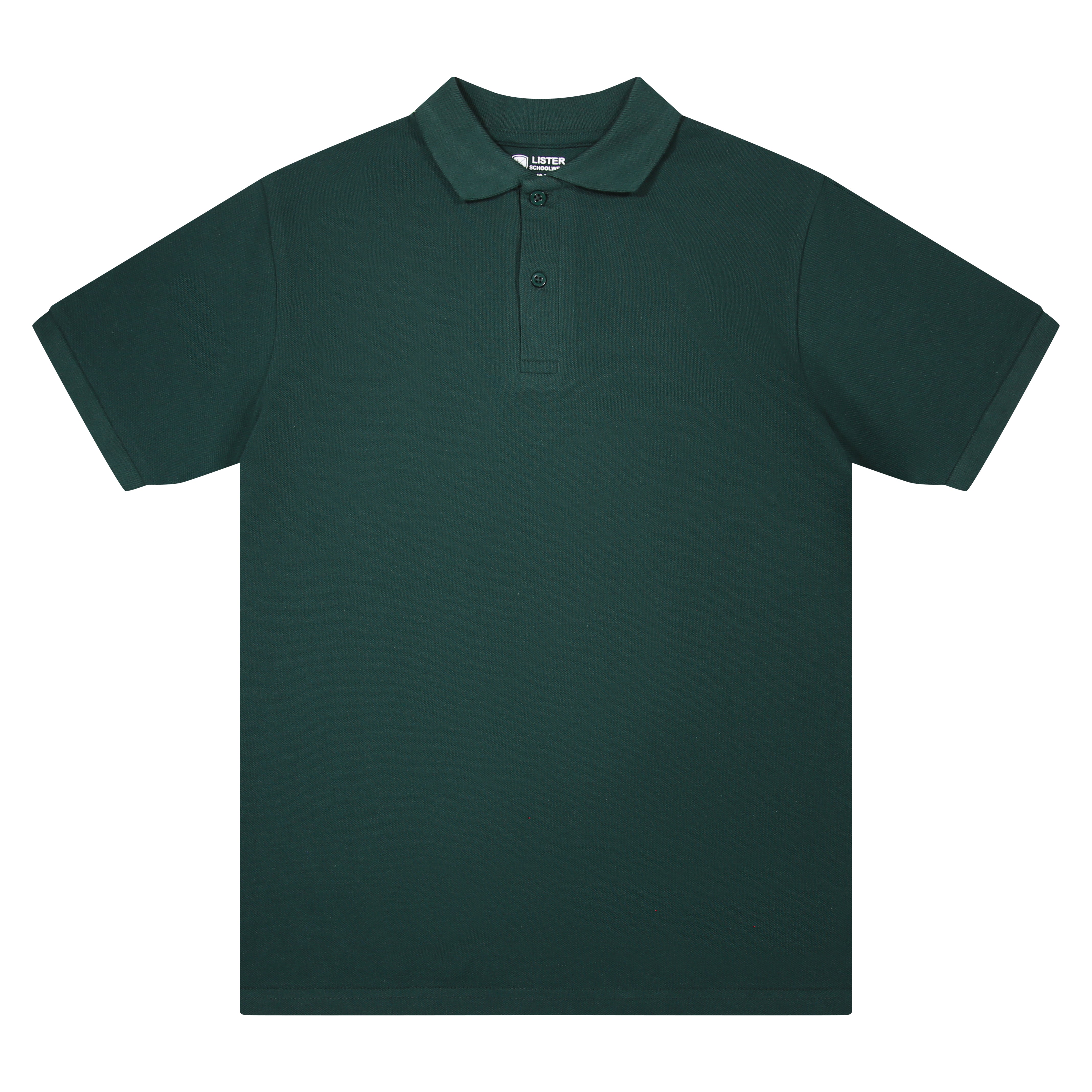 Bottle green short-sleeve school polo shirt in cotton