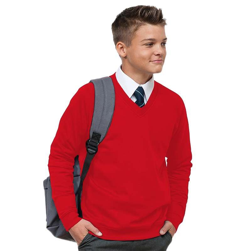 Boys Girls Unisex V-Neck Fleece School Sweatshirt – Ages 3–18