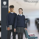 Ages 3-16 Boys Girls Unisex School Sweater V Neck Fleece Sweatshirt Uniform Black Navy