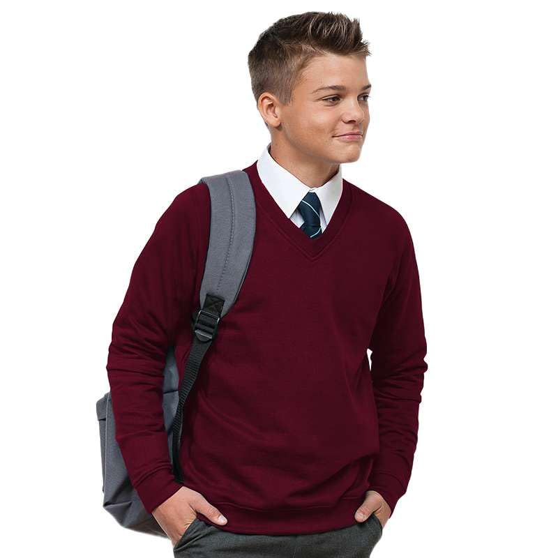 Boys Girls Unisex V-Neck Fleece School Sweatshirt – Ages 3–18