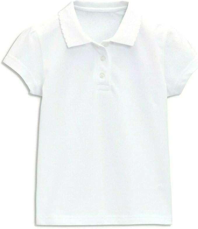 Listers Schoolwear Girls White School Polo Shirt Age 3-16 100% Cotton School Plain P.E.
