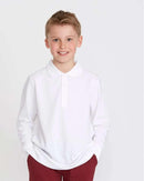 Listers Schoolwear Age 3-16 White 100% Cotton School Plain Polo Shirt Long Sleeve Childrens Boys Girls P.E.