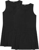 Pack of 2 - Girls Pleated School Pinafore (Heaton) Heart Zip Grey Black 3-16 Years
