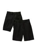 Boys Twin-Pack School Shorts - Pull Up Elasticated Waist - Grey - Ages 2-13y Pull On
