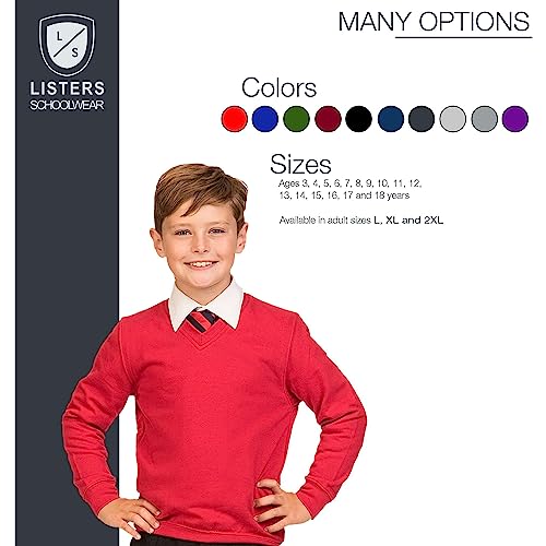 Ages 3-16 Boys Girls Unisex School Sweater V Neck Fleece Sweatshirt Uniform Black Navy