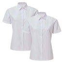 (Twinpack) Girls Plain School Shirt Blouse Short Sleeve Easy Care Ages 3-16y