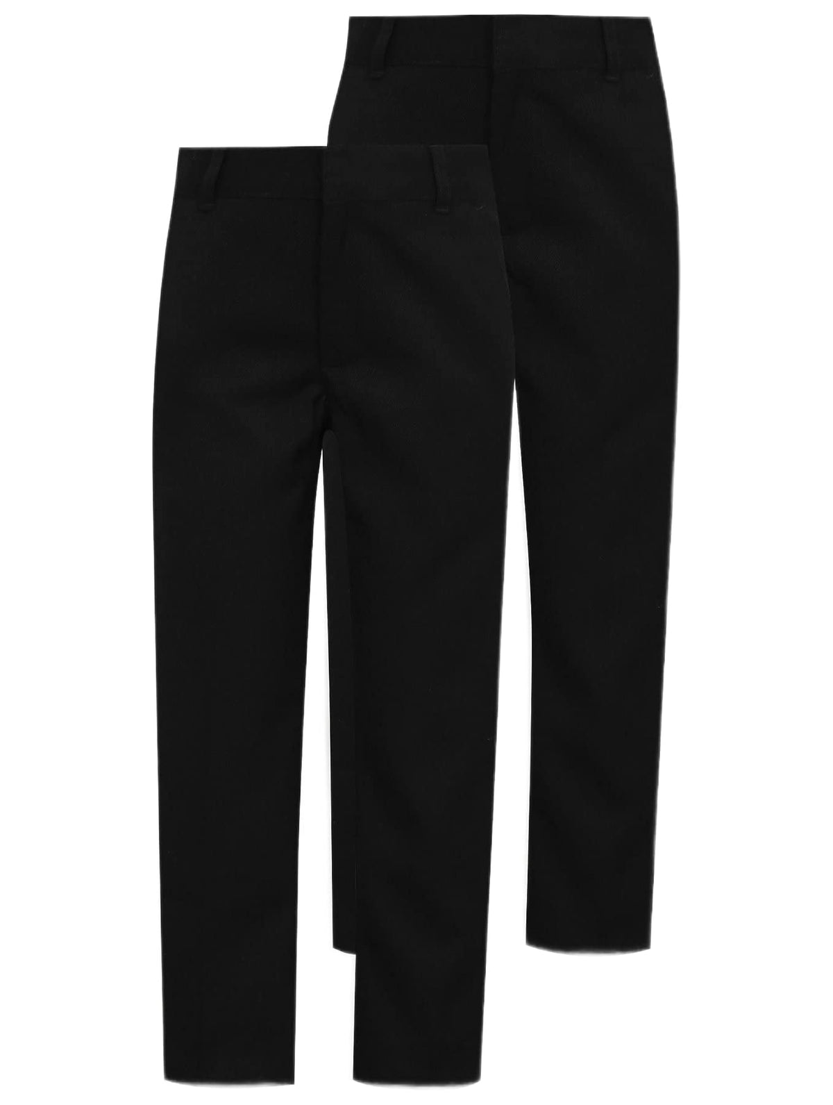 Two-pack of boys' adjustable-waist school trousers in charcoal grey