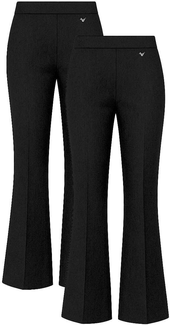 Pack of 2 girls' flared jersey school trousers with butterfly pendant