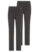 Pack of 2 - Ladies Jersey Trousers Easy On Pull Up Slim Leg School Uniform UK 8-16