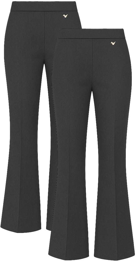 Pack of 2 girls' flared jersey school trousers with butterfly pendant