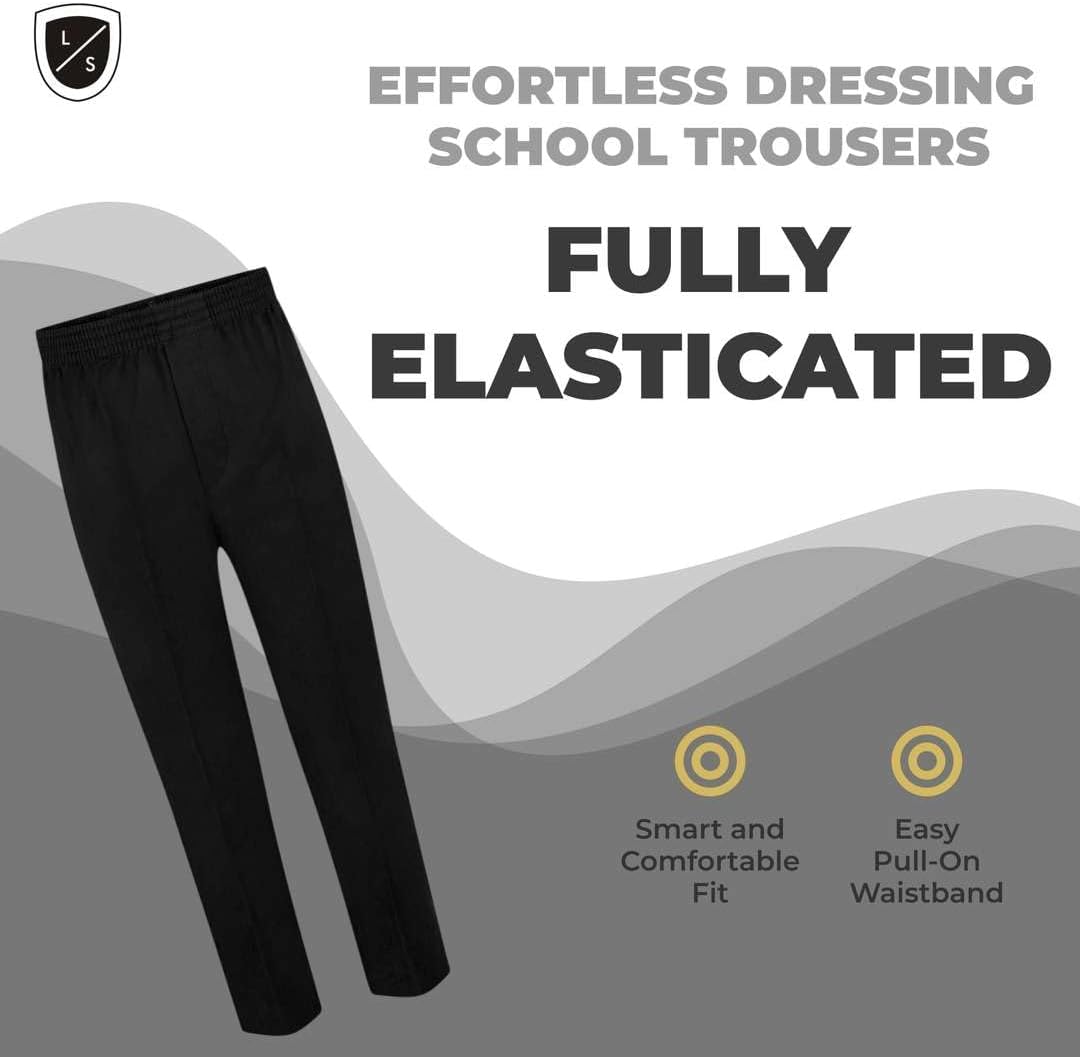 Boys Fully Elasticated Pull-On School Trousers