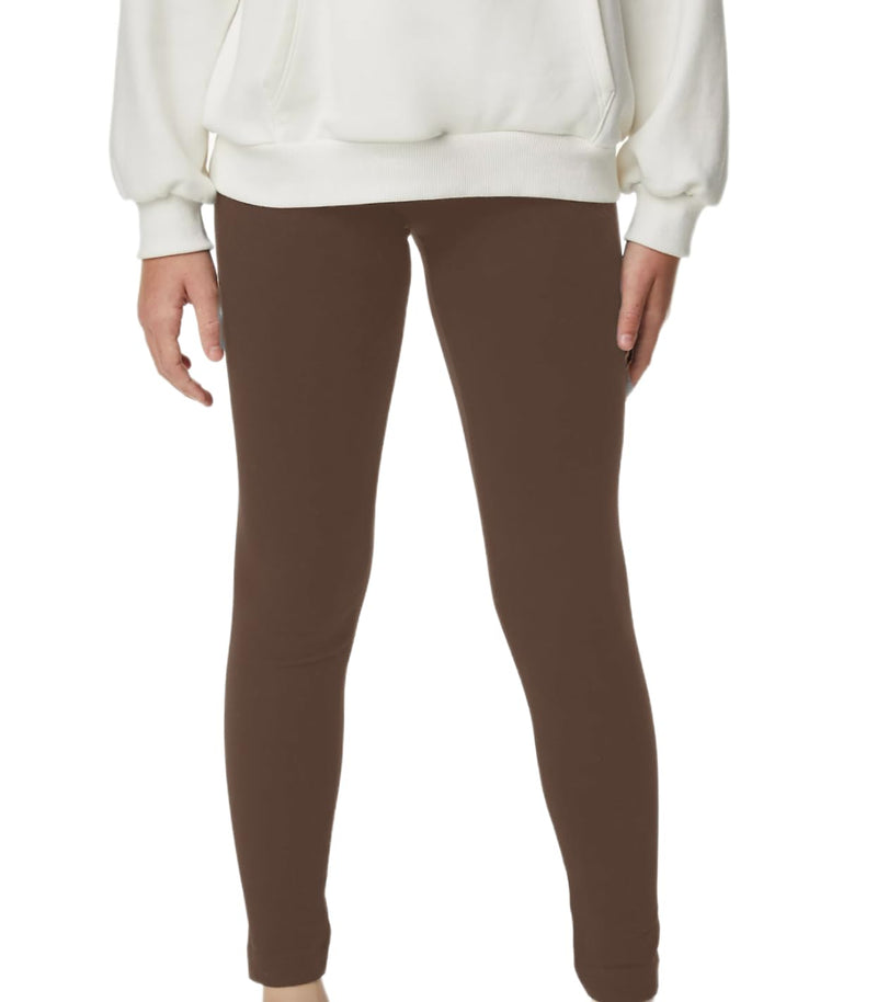 Miss Chief Girls Plain Legging Full Length (Ages 2 3 4 5 6 7 8 9 10 11 12 13 + Adult Sizes) Dance Stretch Teen (Chocolate Brown)
