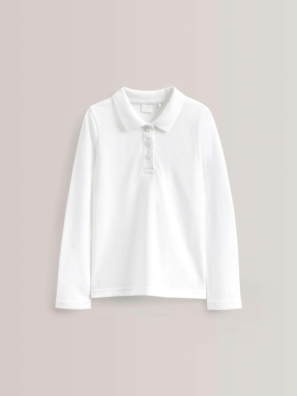 Listers Schoolwear Age 3-16 White 100% Cotton School Plain Polo Shirt Long Sleeve Childrens Girls Girls P.E.