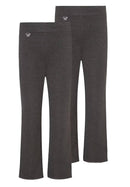 Pack of 2 - Girls Jersey School Trousers Pull Up Slim Leg School Uniform Butterfly Pendant Ages 3-16y