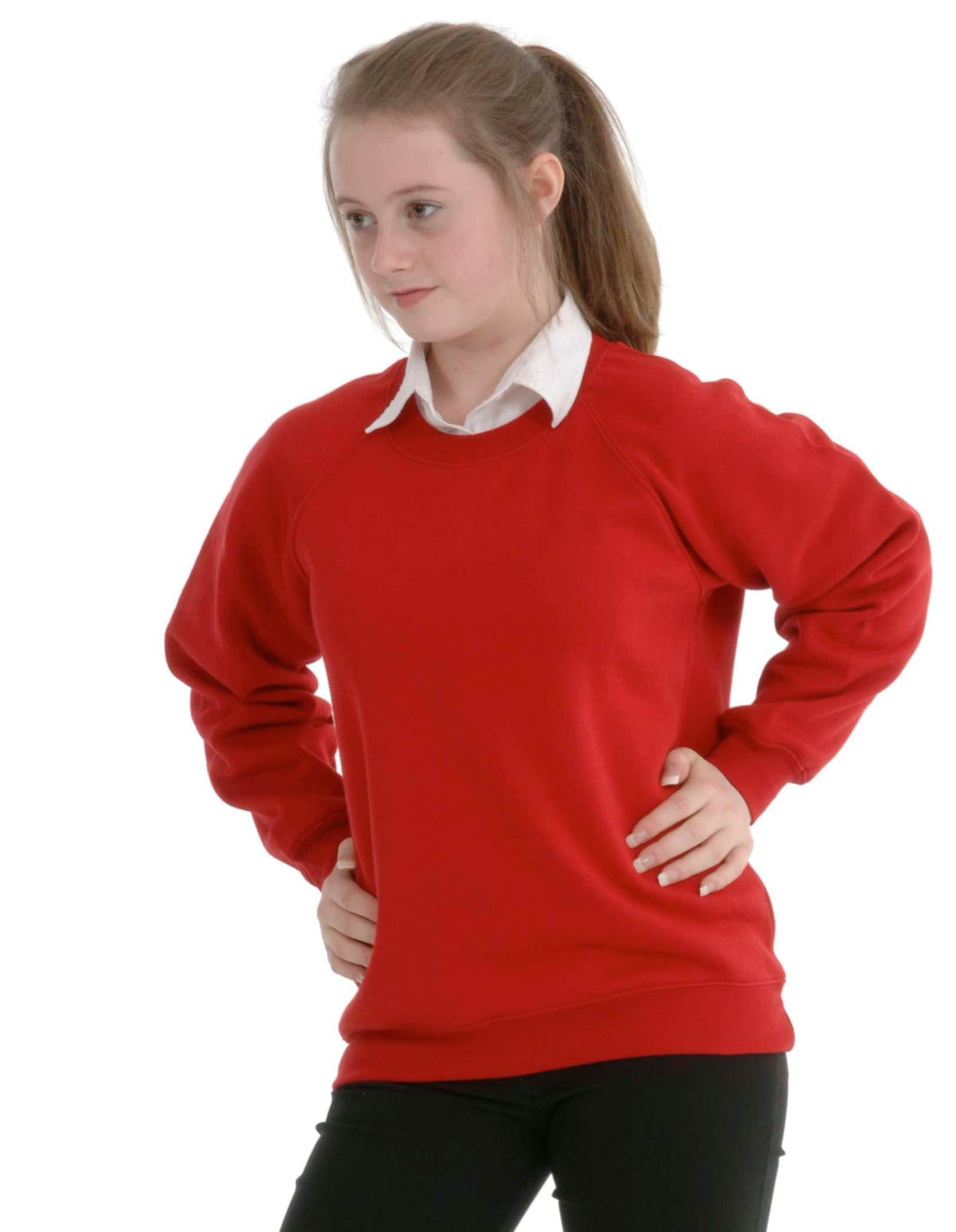 Boys Girls Unisex School Crew Neck Jumper Round Neck Fleece Sweatshirt Uniform Ages 3-16 Years