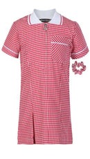 Girl's School Uniform Pleated Gingham Summer Dress + Hair Bobble Age 3 4 5 6 7 8 9 10 11 12 13 14 15 16 17 18 Years