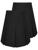 Pack of 2 - Girls Pleated School Skirt Adjustable Waist Regular Fit Black Grey 3-16 Years
